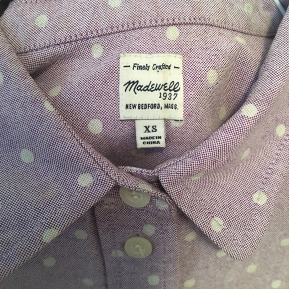 MADEWELL Purple White Polka Dot Button Down Shirt - Picture 4 of 5
